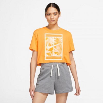 Nike Dri-Fit Slam Crop-Top Tricou Tenis Femei Portocaliu solar, Alb