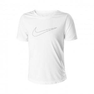 Nike Dri-Fit One Graphic Tee Tricou Tenis Fete (Copii) Alb, Negru