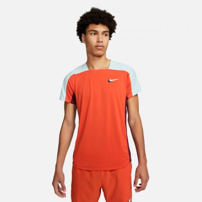 Nike N.Y. Court Dri-Fit Slam Tee Tricou Tenis Barbati Portocaliu, Albastru deschis, Visiniu 