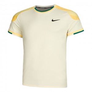 Nike A.O. 2024 Court Dri-Fit Slam Tee Tricou Tenis Barbati Crem, Galben, Negru, Verde inchis