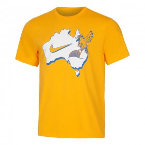 Nike A.O. 2024 Court Tee Tricou Tenis Barbati Galben solar, Alb, Albastru  