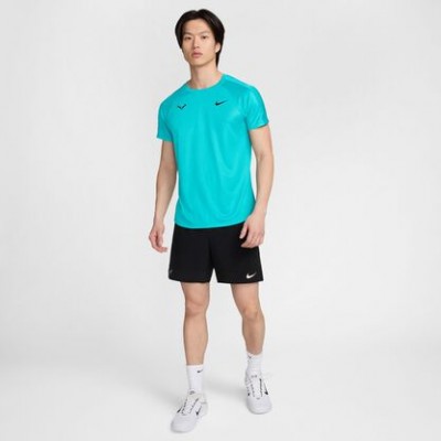 Nike Rafael Nadal Court Dri-Fit Challenger Tee Tricou Tenis Barbati Verde turcoaz, Negru